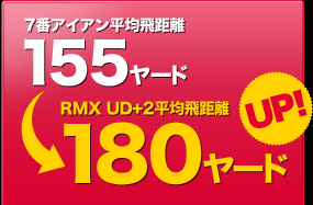 7番アイアン平均飛距離155ヤード→UP!→RMX UD+2平均飛距離180ヤード