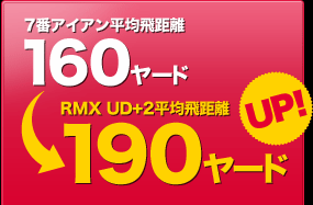 7番アイアン平均飛距離160ヤード→UP!→RMX UD+2平均飛距離190ヤード