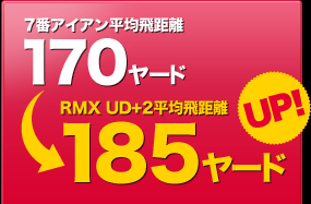 7番アイアン平均飛距離170ヤード→UP!→RMX UD+2平均飛距離185ヤード