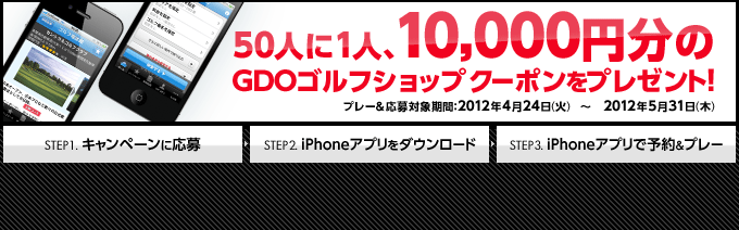 50人に1人、10,000円分のGDOゴルフショップクーポンをプレゼント！