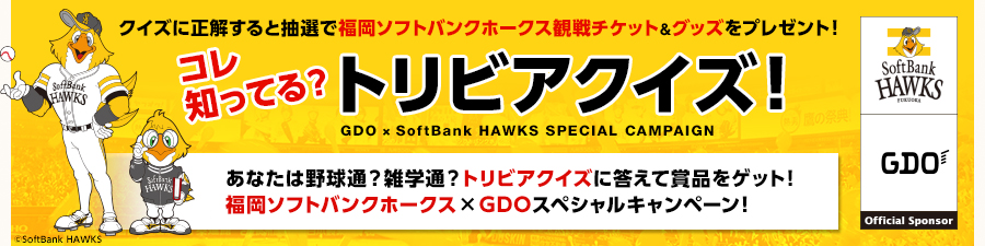 クイズに正解すると抽選で福岡ソフトバンクホークス観戦チケット＆グッズをプレゼント！コレ知ってる？トリビアクイズ！