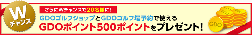 さらにWチャンスで! GDOゴルフショップとGDOゴルフ場予約で使えるGDOポイント500ポイントをプレゼント!