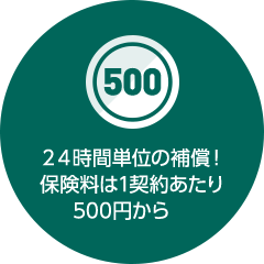 24時間単位の補償!保険料は1契約あたり500円から