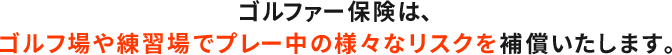 ゴルフ場や練習場でプレー中の様々なリスクを補償いたします。