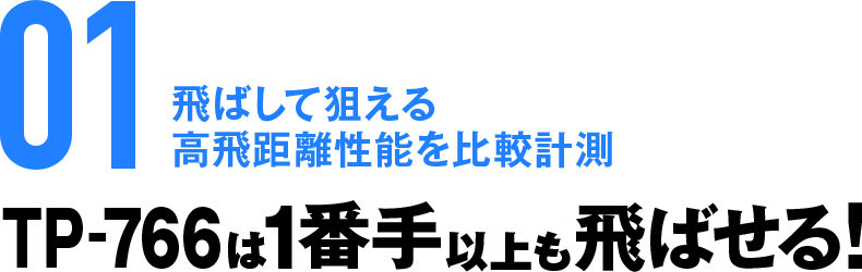 飛ばして狙える 高飛距離性能を比較計測 TP-766は1番手以上も飛ばせる！