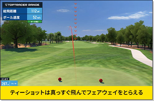 ティーショットは真っすぐ飛んでフェアウェイをとらえる