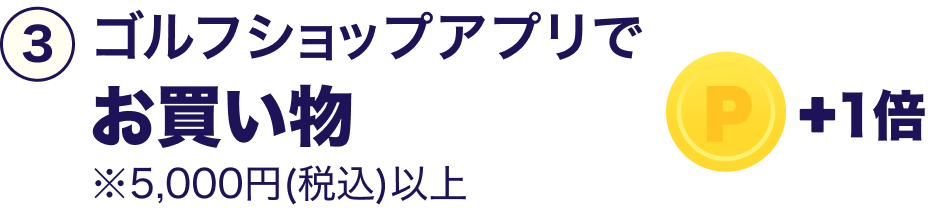 ③ゴルフショップアプリでお買い物（※5,000円以上） ＋1倍