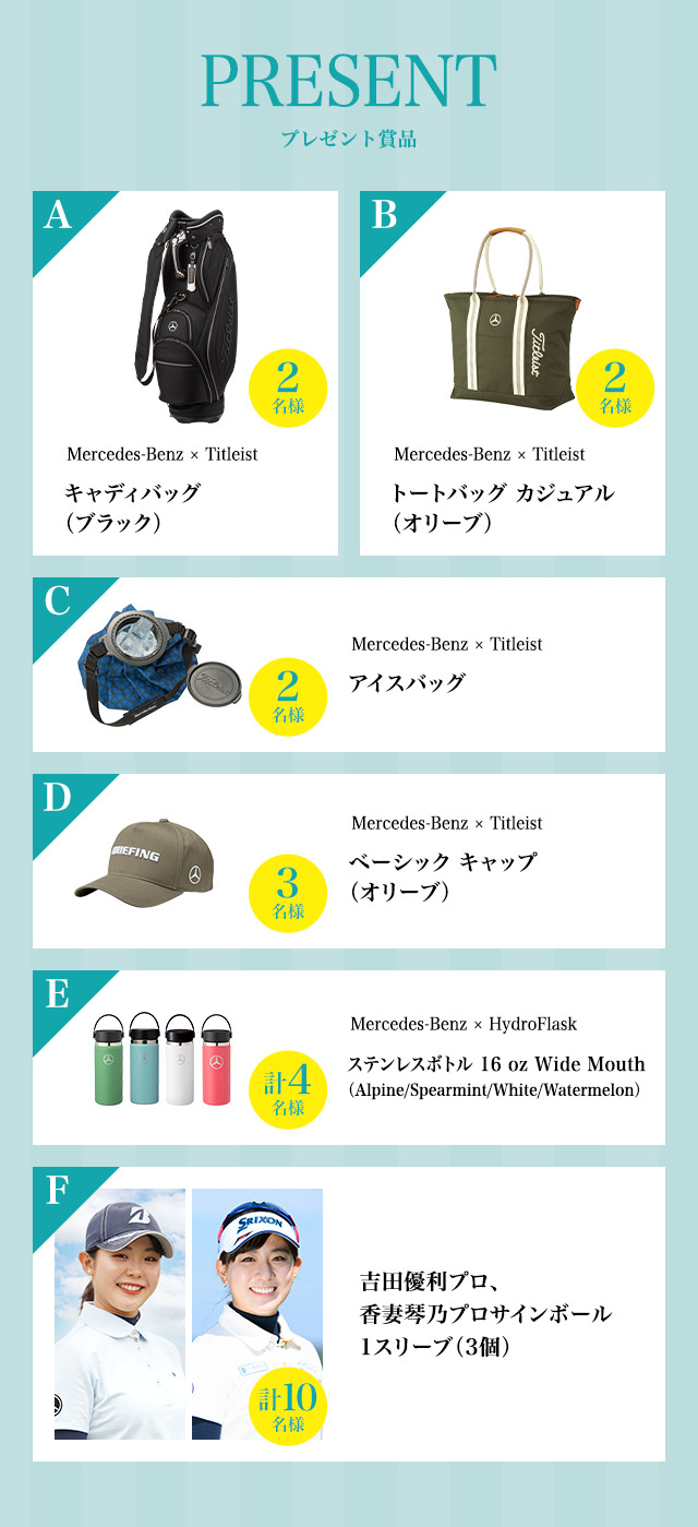 メルセデス・ベンツ コレクションや女子プロサイン入りボールなど豪華