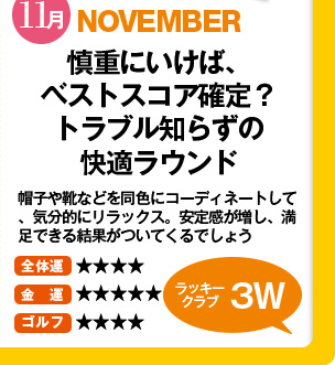 11月 慎重にいけば、ベストスコア確定？トラブル知らずの快適ラウンド