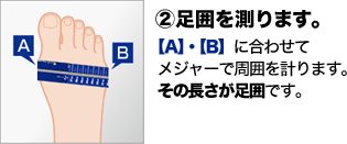 ②足囲を測ります。