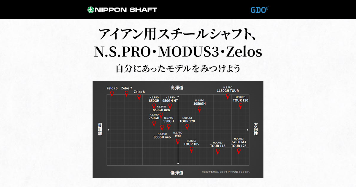 アイアンシャフトのNSプロ、モーダス、ゼロス紹介｜GDO