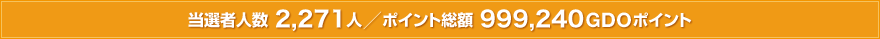 当選者人数2,271人／ポイント総額999,240GDOポイント
