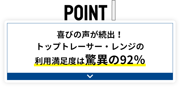 POINT1 喜びの声が続出！トップトレーサー・レンジの利用満足度は驚異の92%