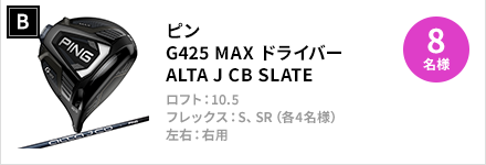 B：ピン　G425 MAX ドライバー ALTA J CB SLATE　×　8名様